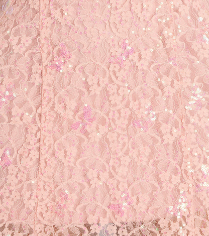 Whimsical Sparkle Butterfly Sequin Lace-Up Skater Dress