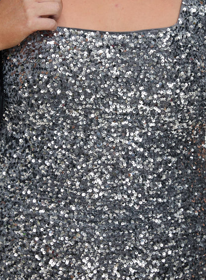 Miss Me Sequin Mini Dress Silver Curve