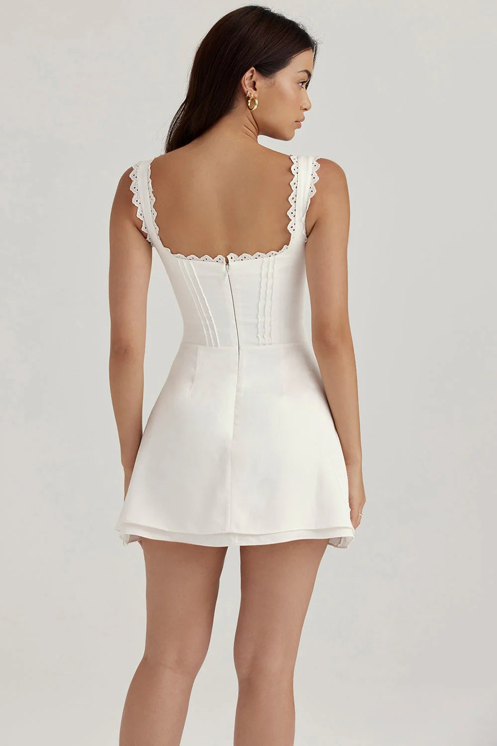white pin tuck mini dress