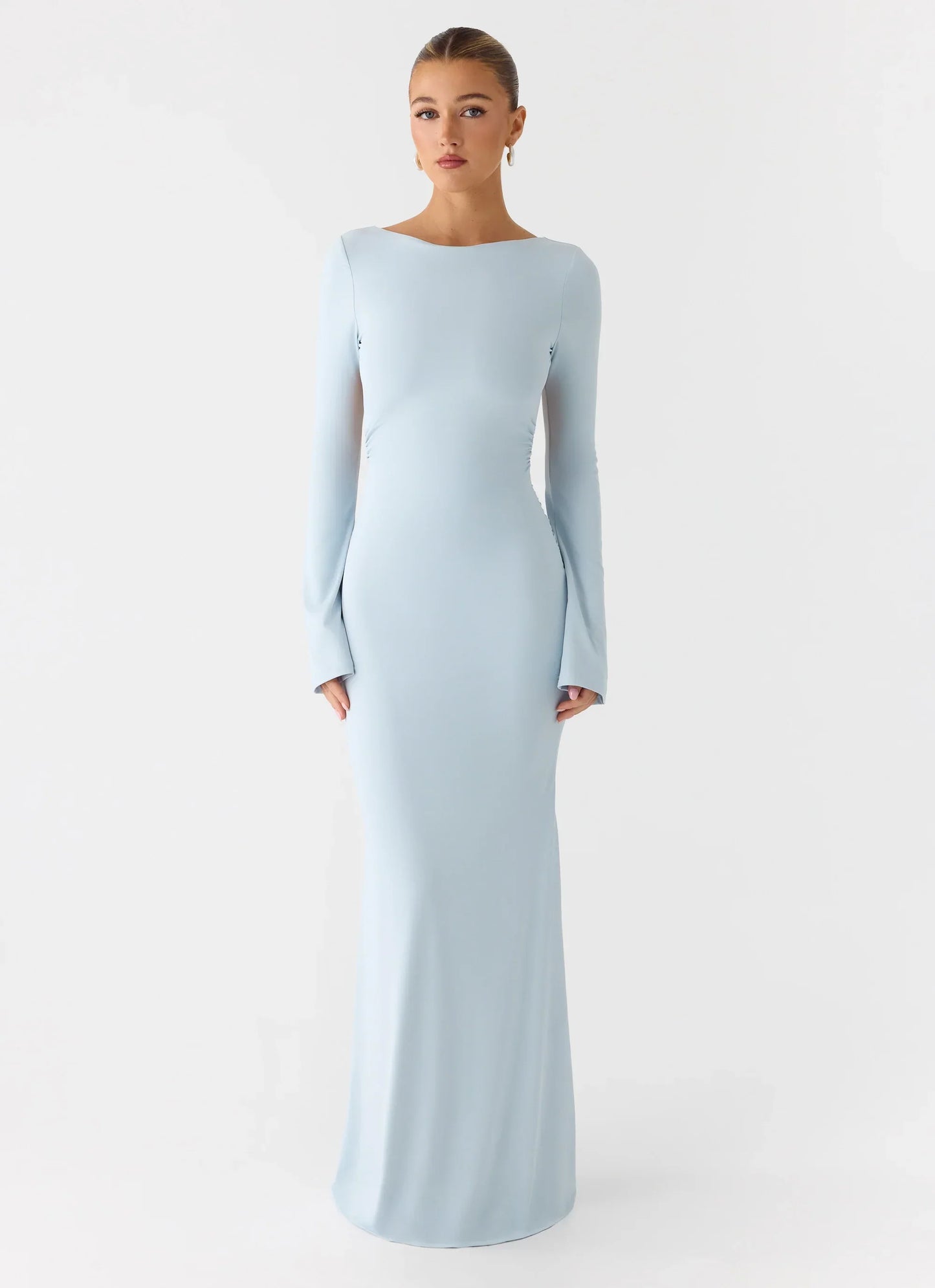 Midnight Song Long Sleeve Maxi Dress - Misty Blue