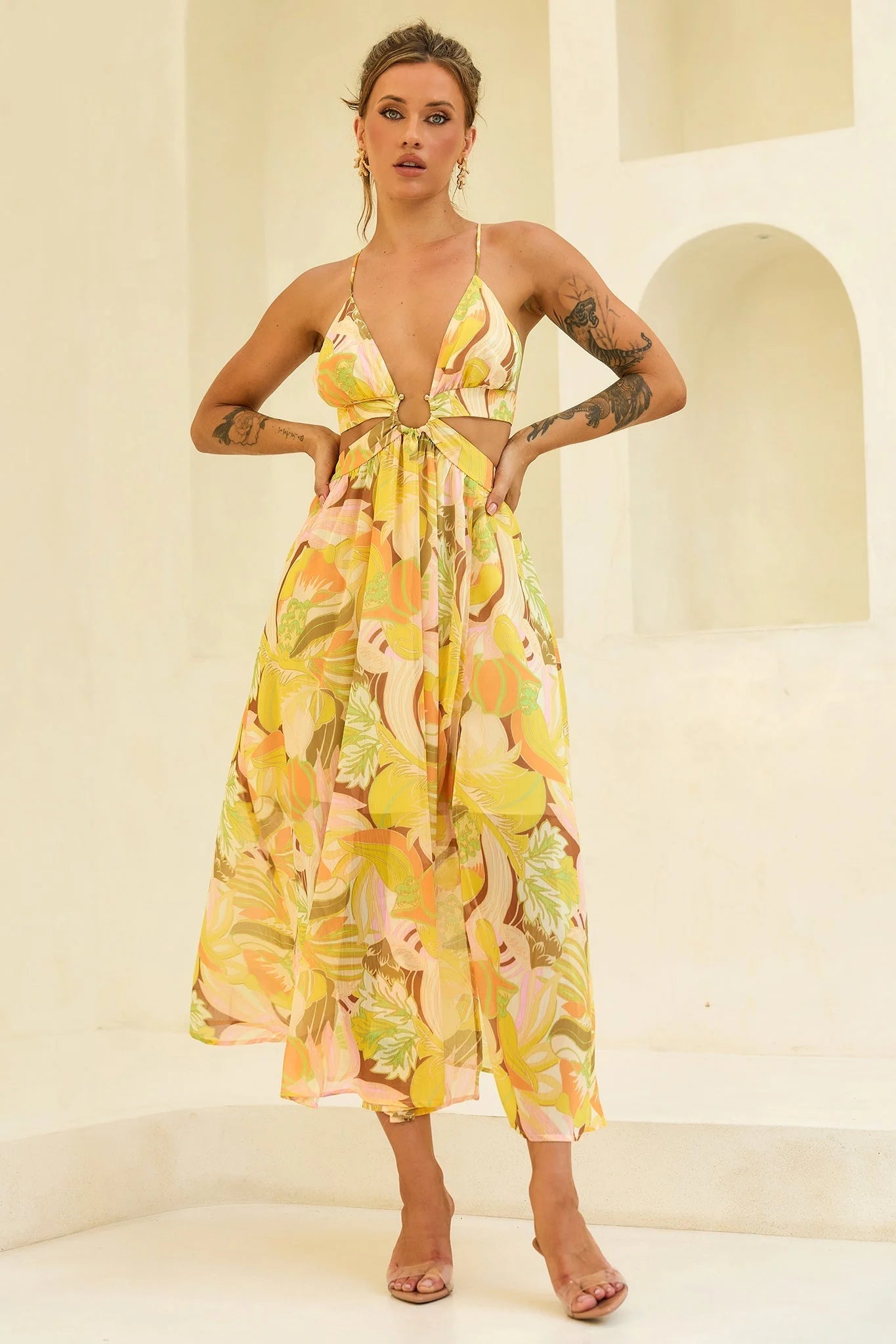 Rays Maxi Dress - Yellow Print
