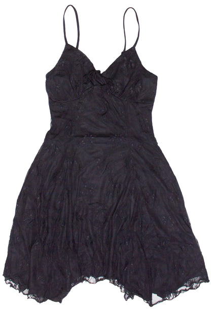 Mesh Lace Hanky Hem Mini Dress