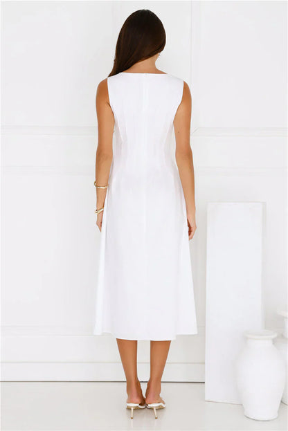 Sun Drenched Days Midi Dress White