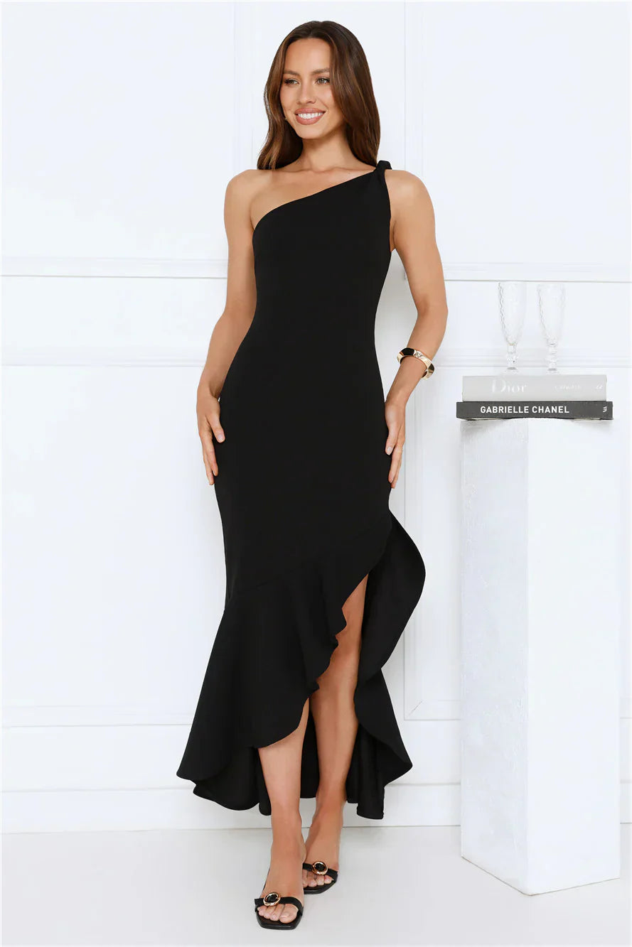 Go To Girl One Shoulder Maxi Dress Black