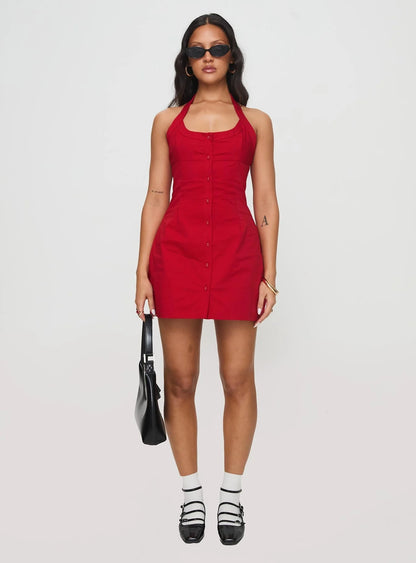Mallorie Halter Mini Dress Red Tall