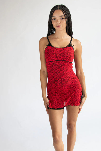 Lace and Bow Mini Dress
