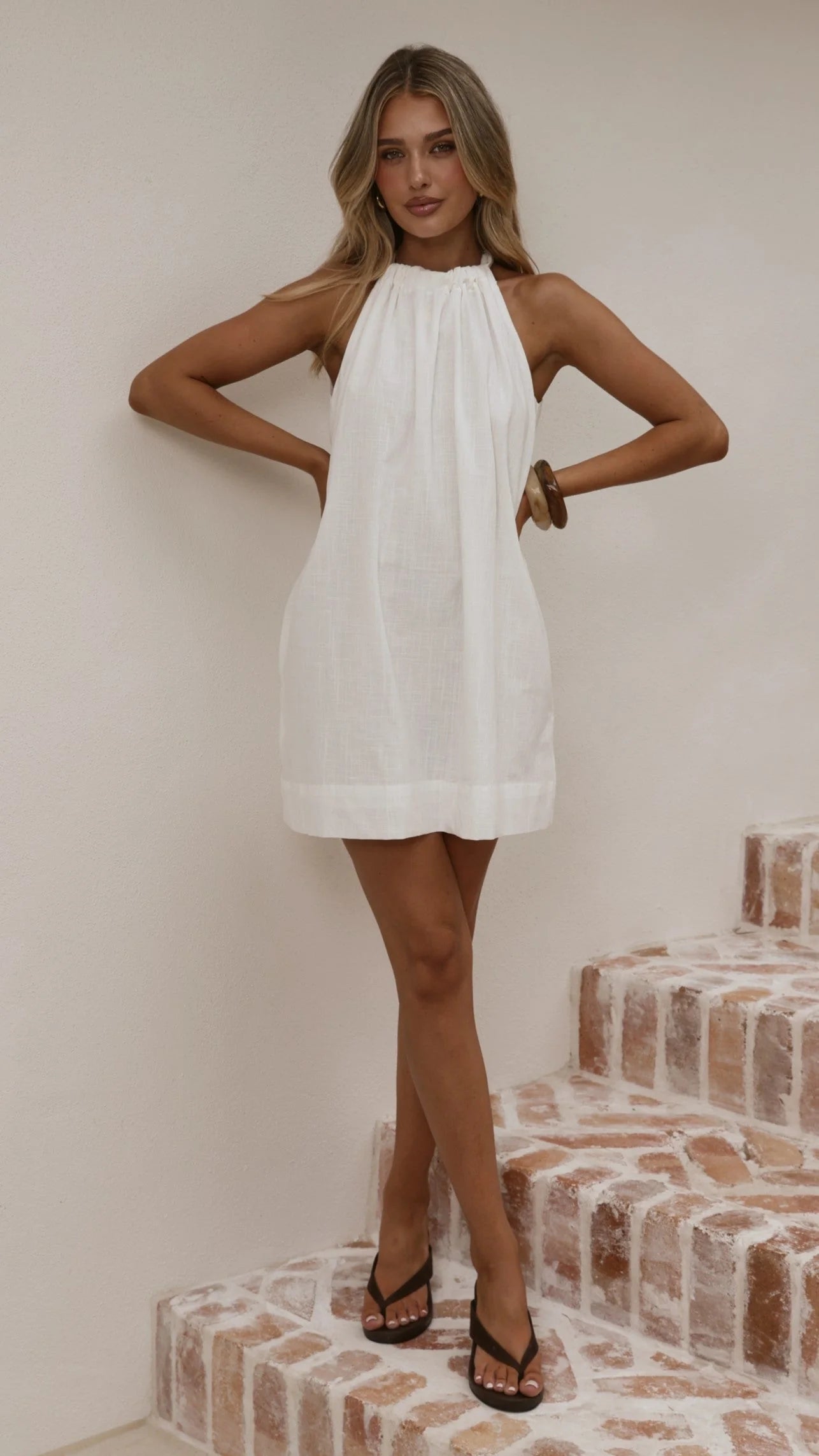 Demy Halter Mini Dress - White