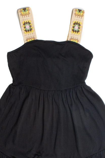 Black Crochet Strap Dress