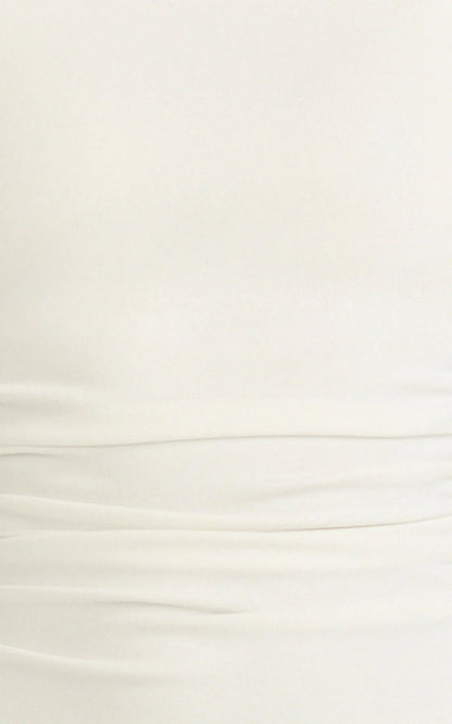 Eira Maxi Dress - High Neck Cap Sleeve Maxi Dress in White
