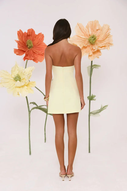 Refined Glow Strapless Mini Dress Yellow