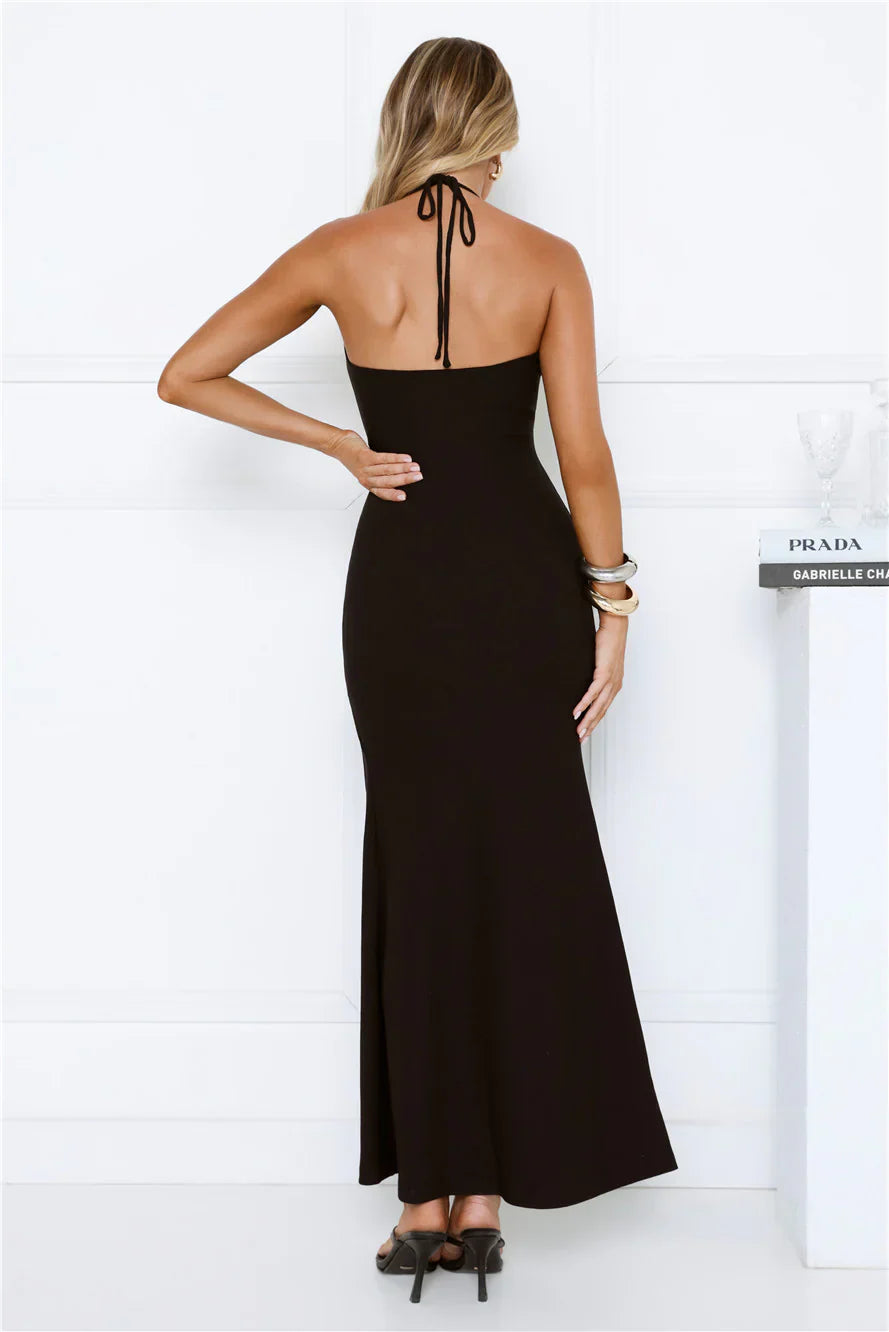 No Drama Here Halter Maxi Dress Black