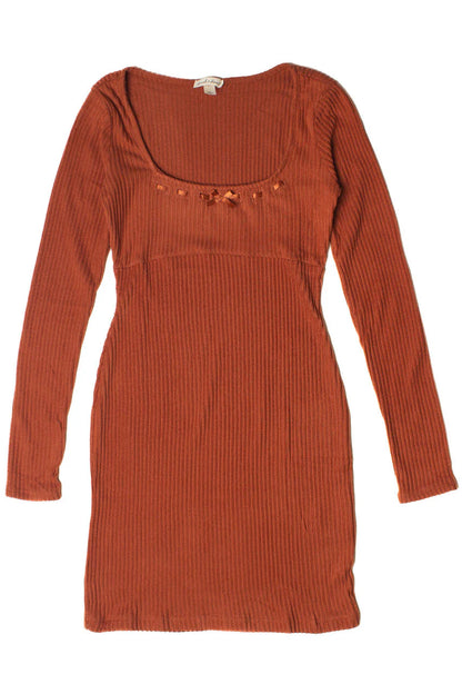Ribbon Detail Ribbed Sweater Dress