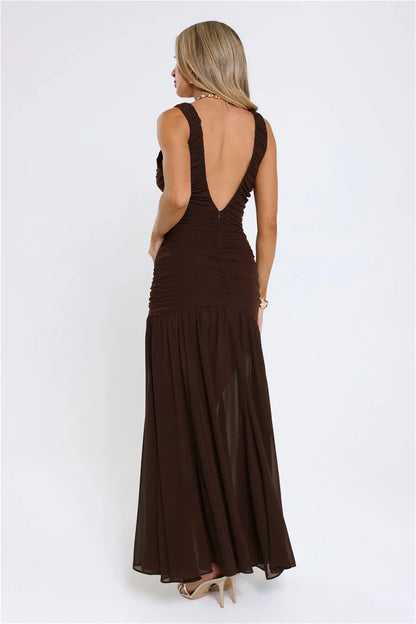 Flirt And Fling Maxi Dress Brown