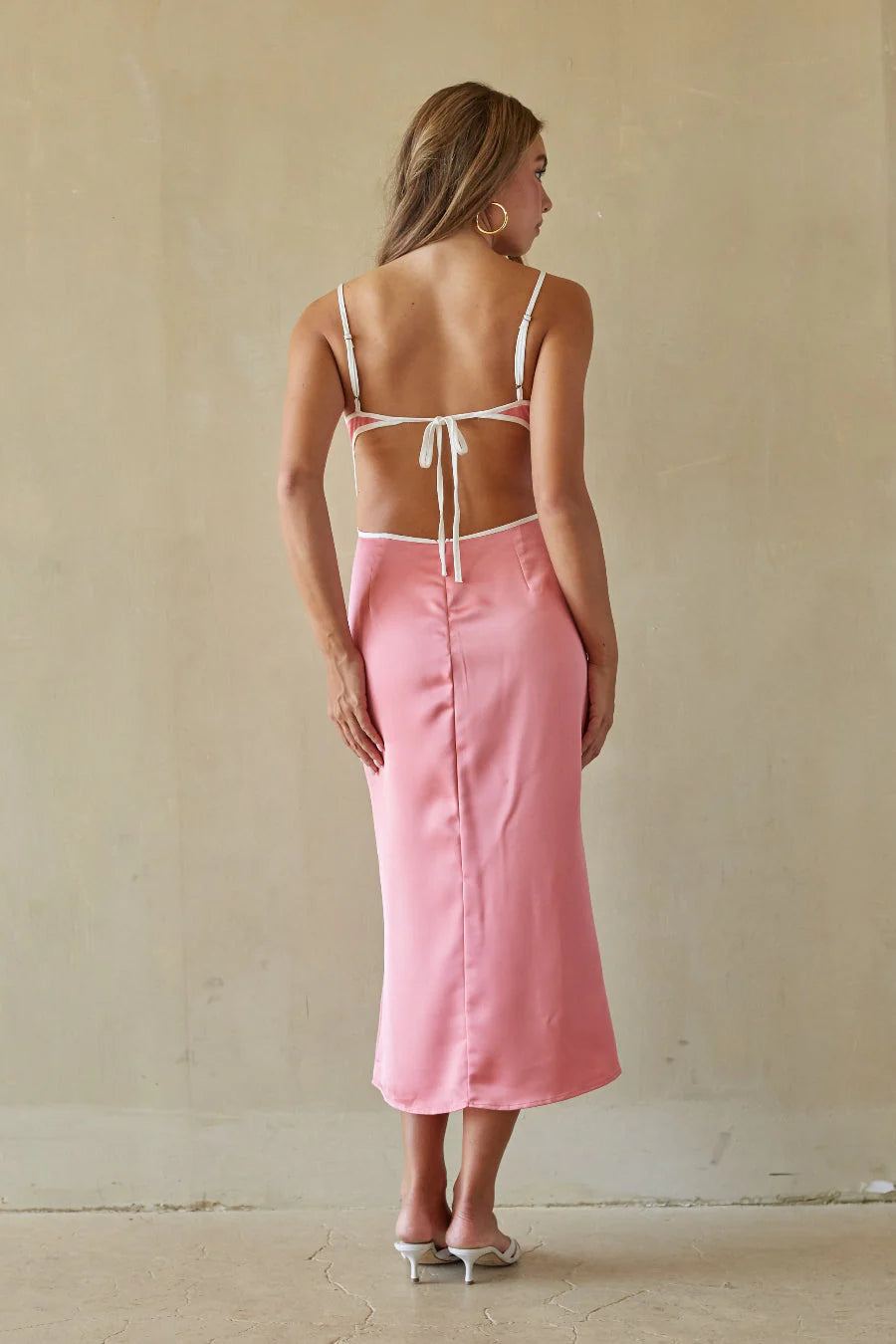 Adalyn Contrast Satin Midi Dress