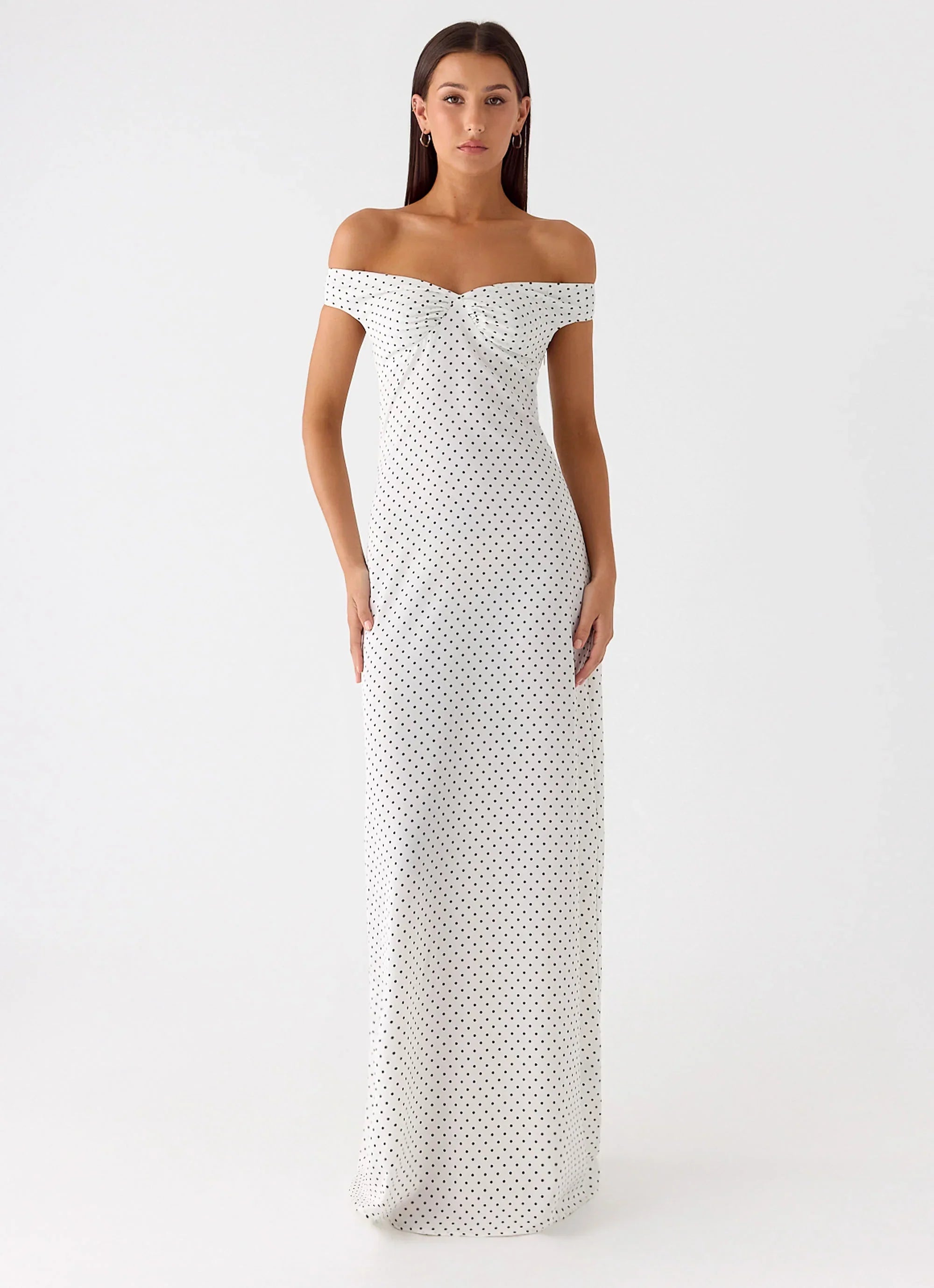Melany Maxi Dress - White Polkadot