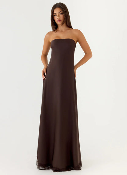 Kayleigh Strapless Maxi Dress - Chocolate Torte