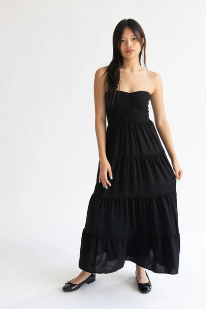 Smocked Top Strapless Maxi Dress