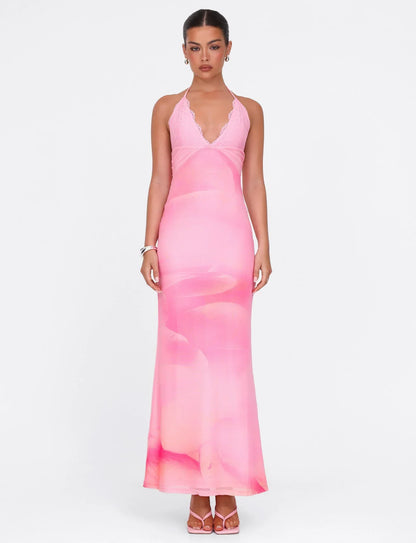DENAE MAXI DRESS - PINK : FLORAL : PINK BLOSSOM
