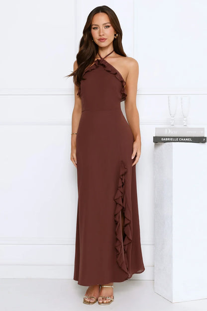 Love Potion Halter Maxi Dress Brown