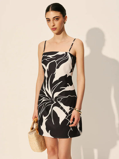 Abstract Floral Print Cami Dress