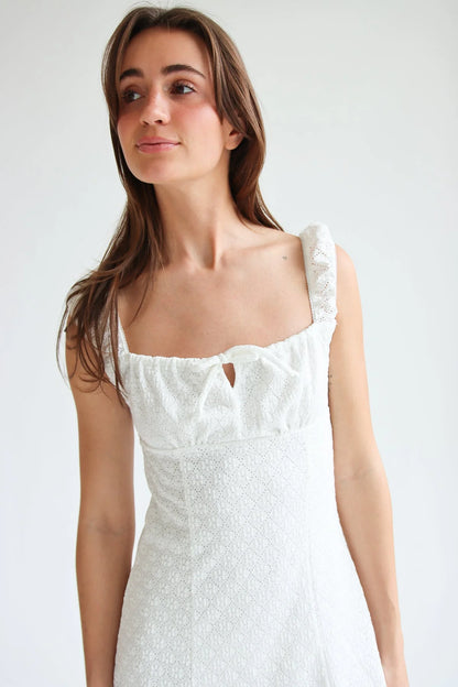Eyelet Fit & Flare Mini Dress