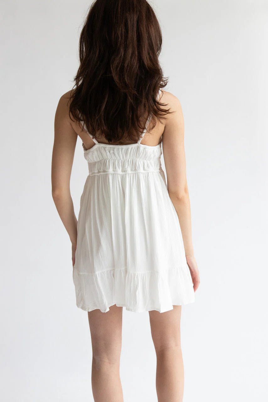Crochet Bodice Gauze Mini Dress