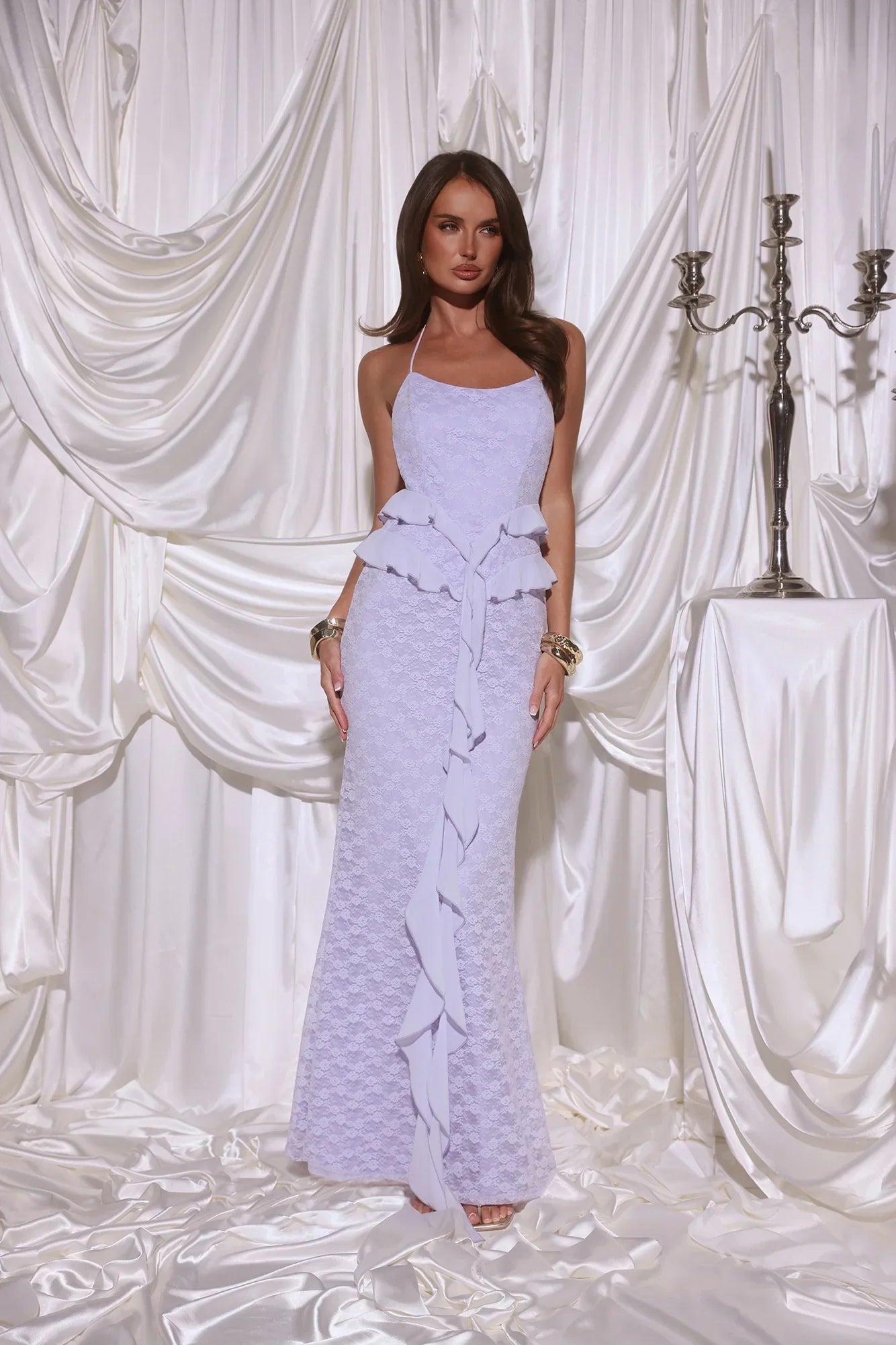 Aurora Serenade Halter Maxi Dress Lilac