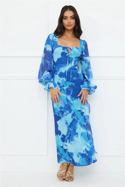 Petal Essence Maxi Dress Blue