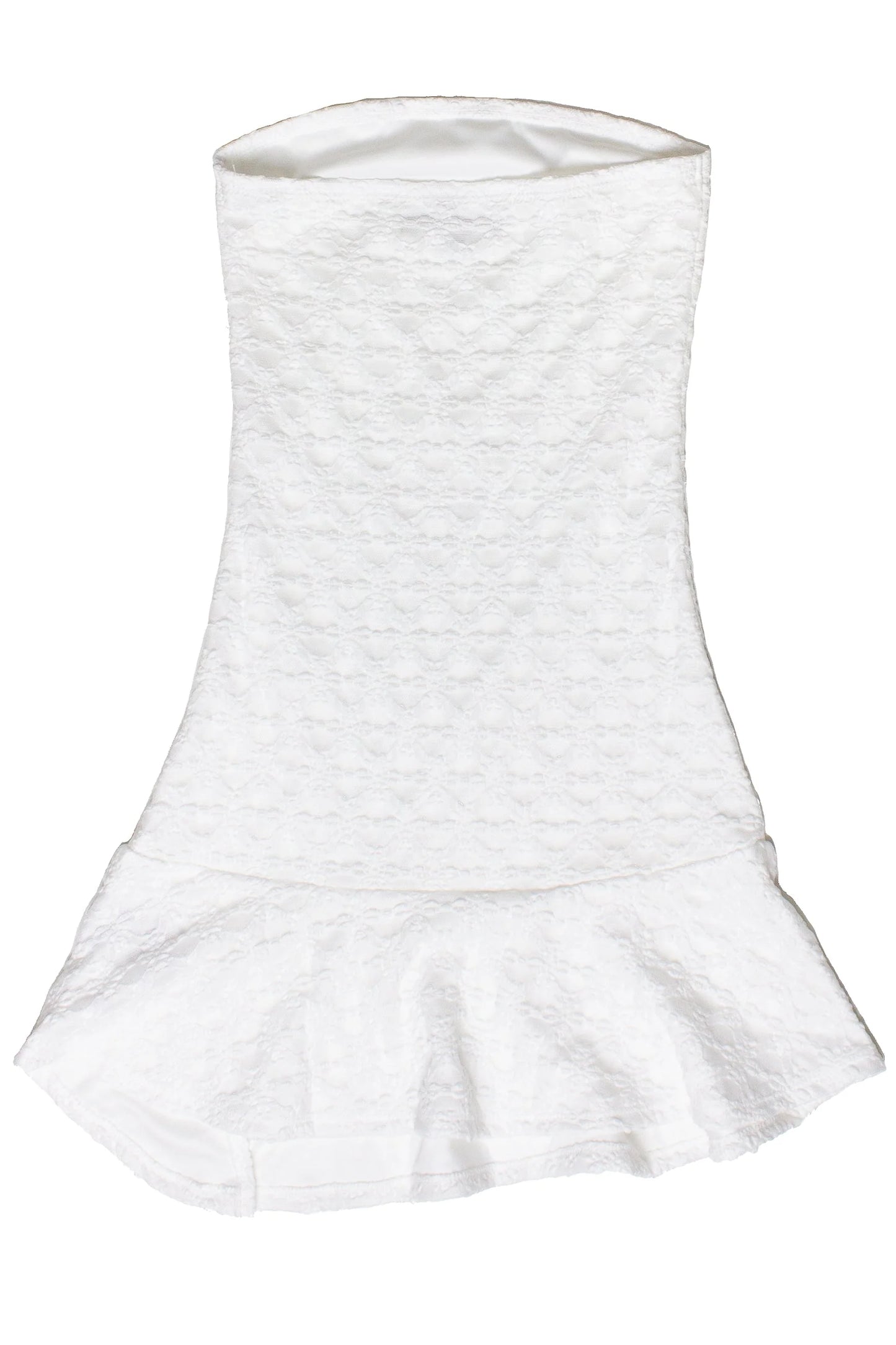 Strapless Split Hem Lace Mini Dress