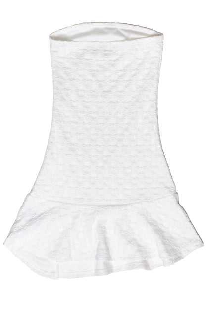 Strapless Split Hem Lace Mini Dress