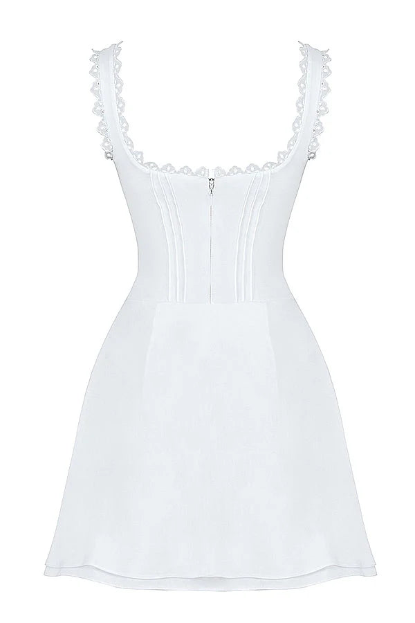 white pin tuck mini dress