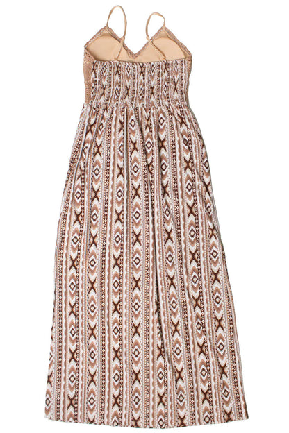 Lace Top Border Print Maxi Dress
