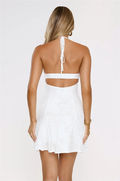 Stay Shining Halter Mini Dress White