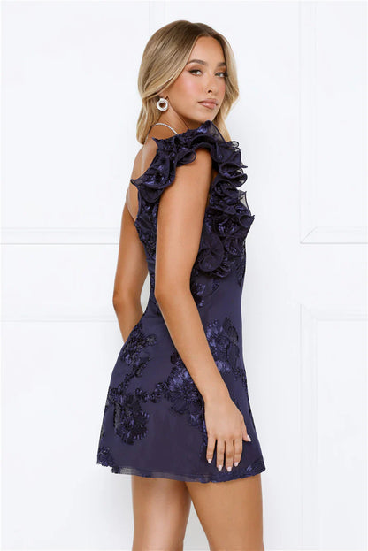One To Think Of Off Shoulder Mini Dress Navy