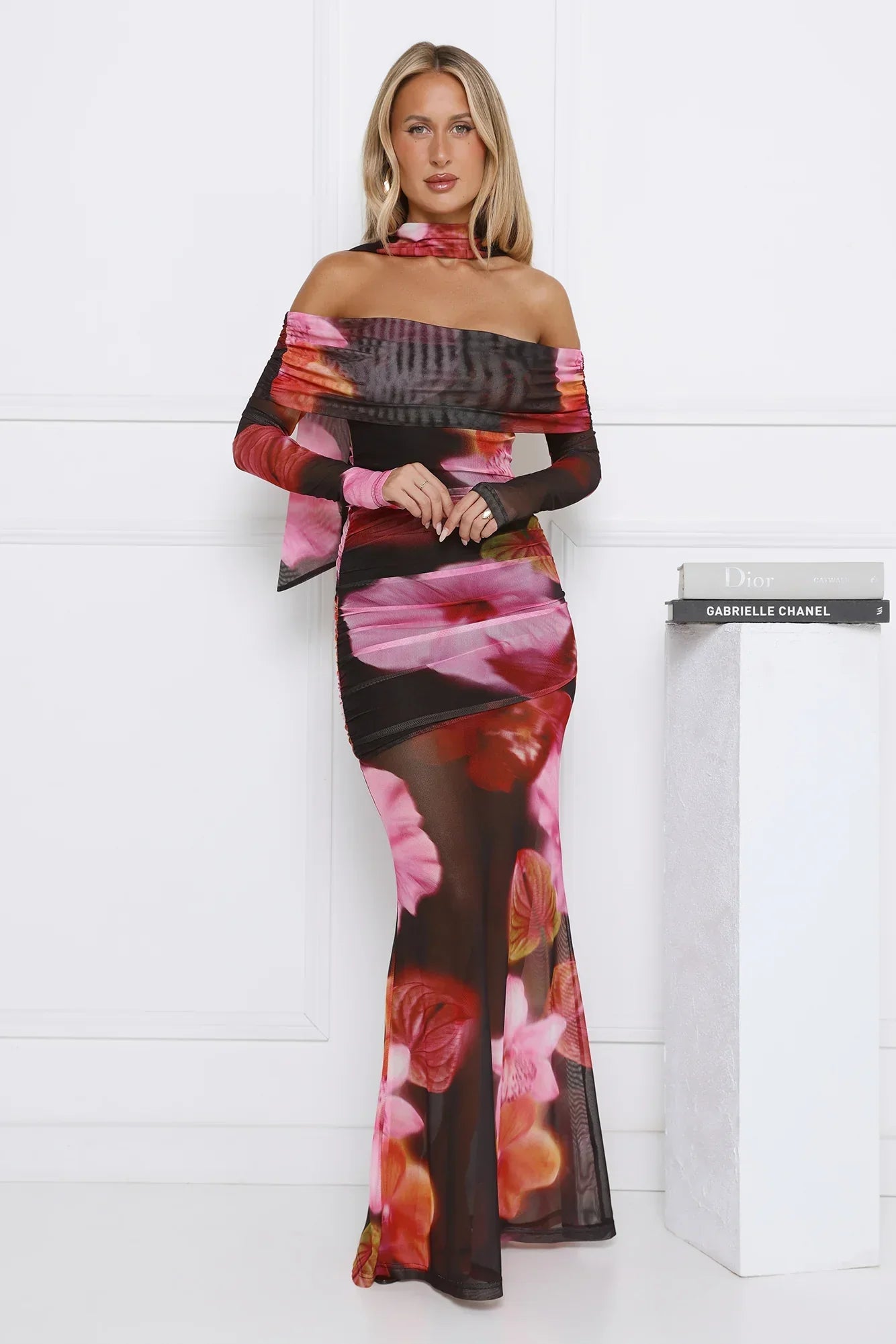 Glow Flowers Off Shoulder Maxi Dress Floral