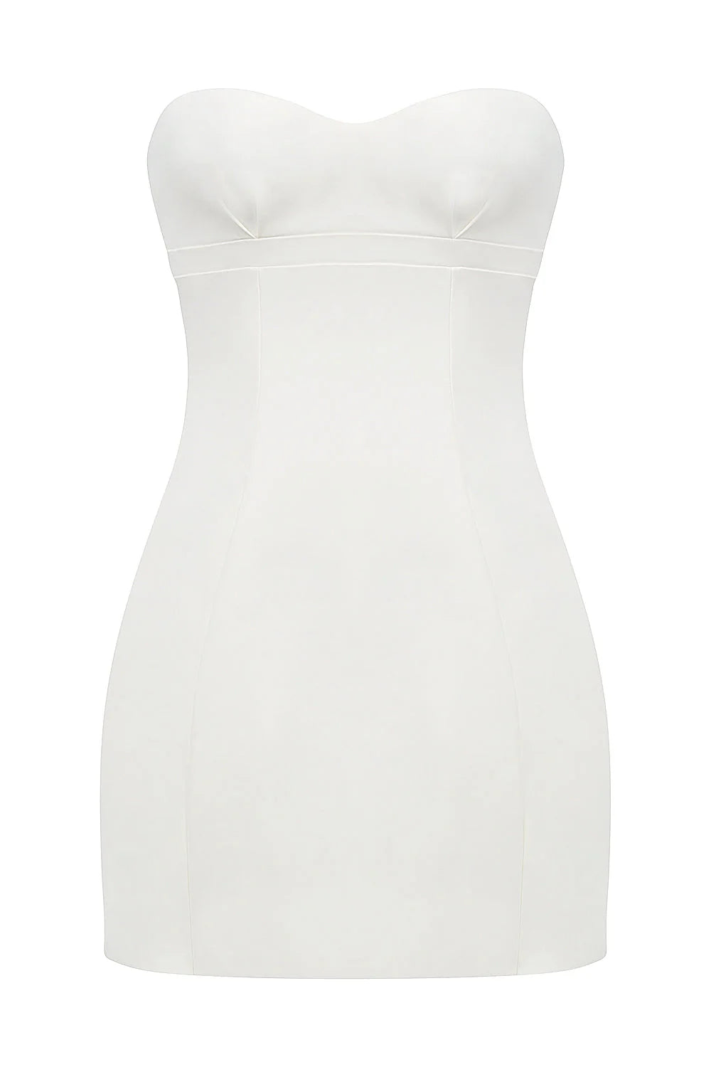 white strapless twill mini dress
