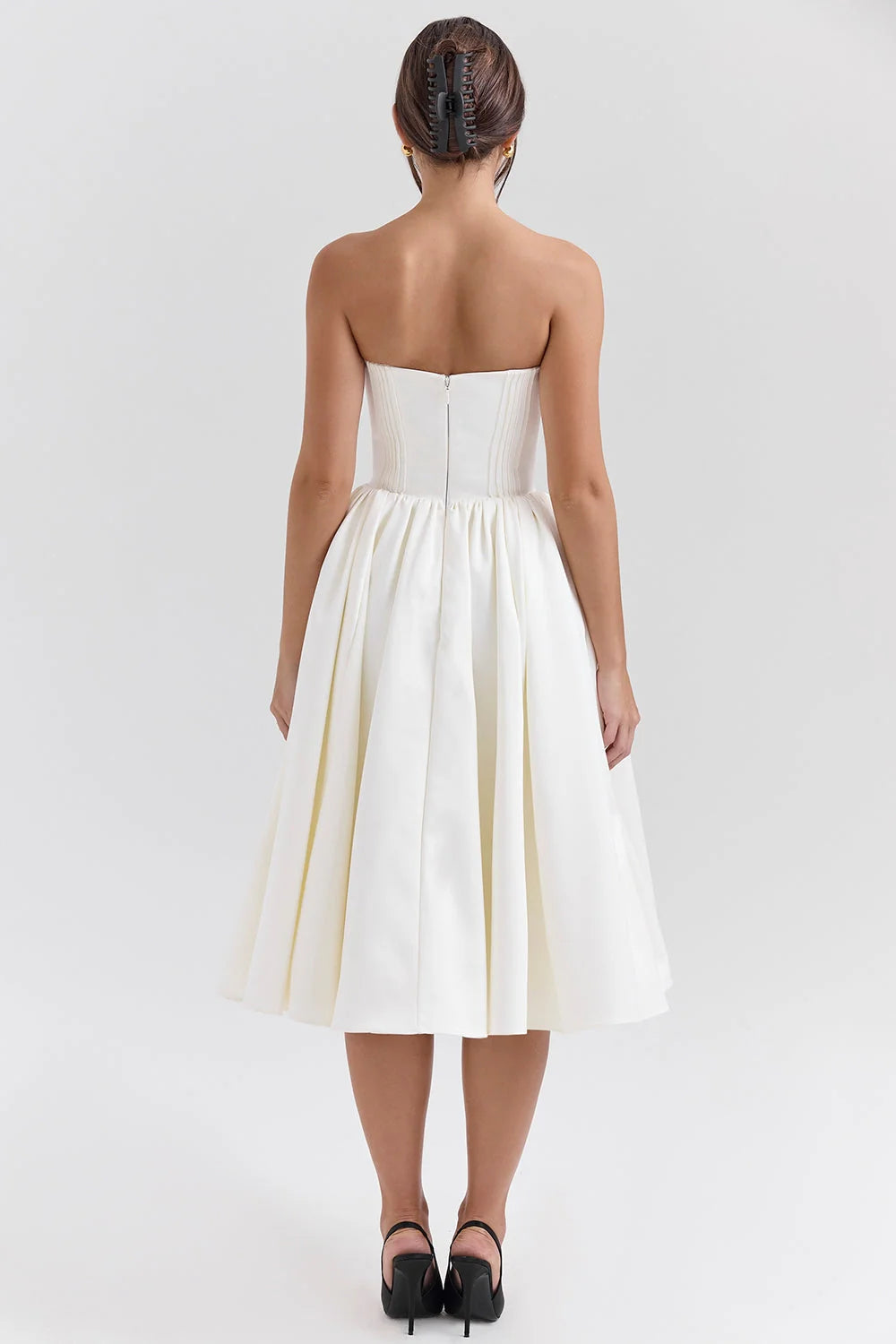 vintage ivory satin midi dress