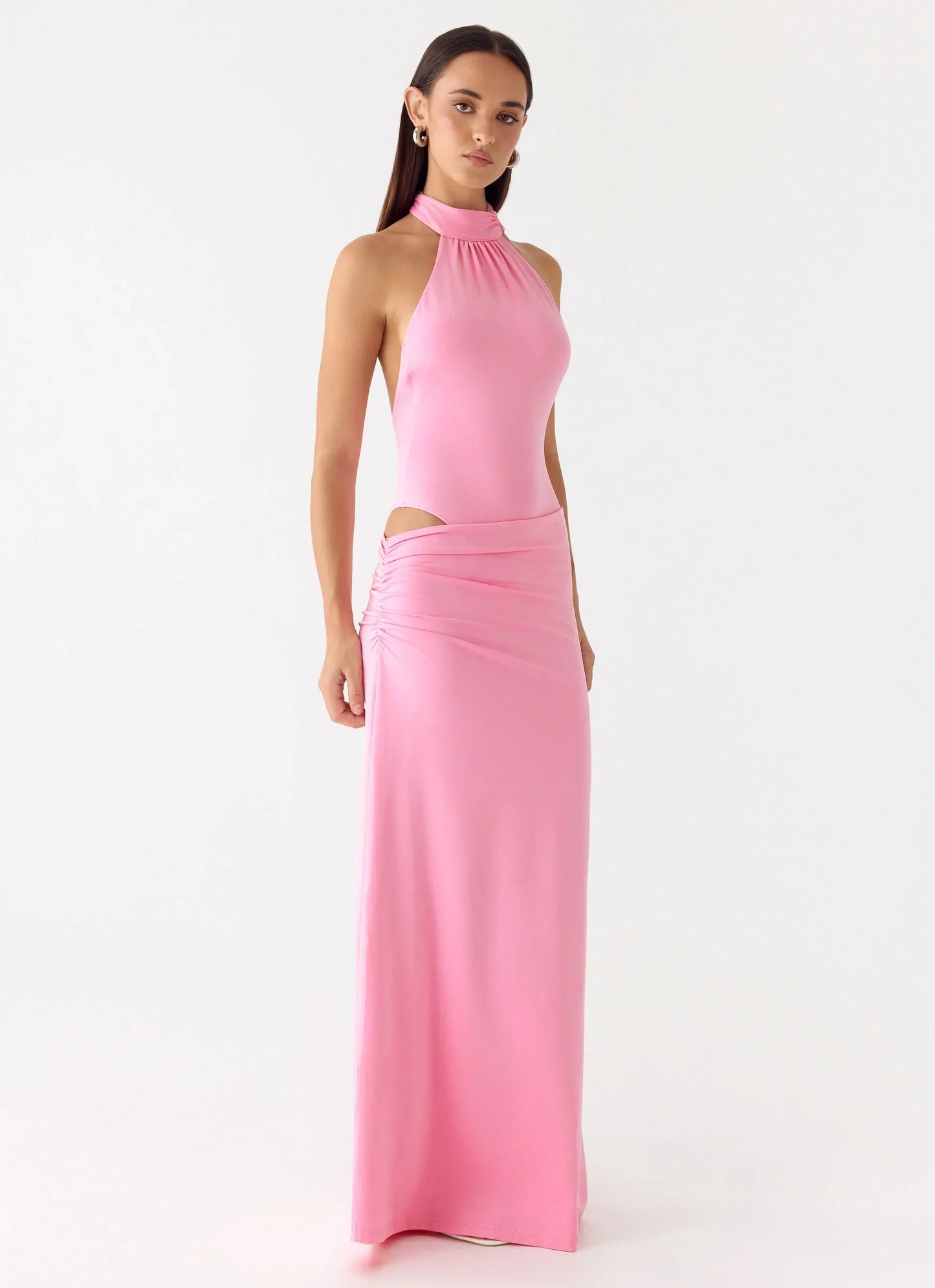 On My Way Bodysuit Maxi Dress - Pink
