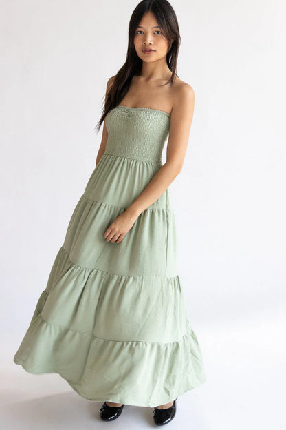 Smocked Top Strapless Maxi Dress