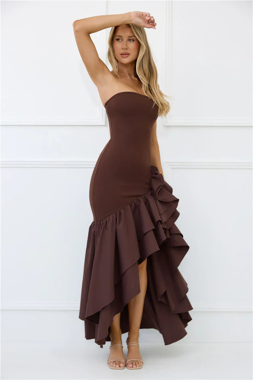 Extravagant Events Strapless Maxi Dress Brown