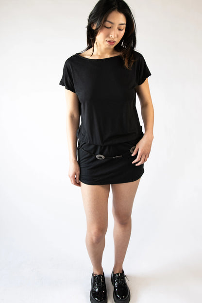 Drop Waist Western Belt Mini Dress