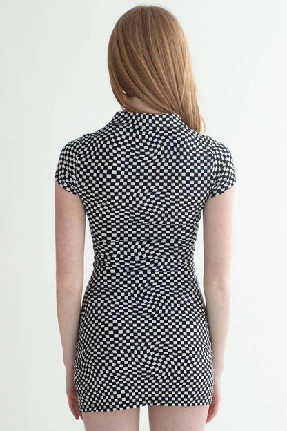 Tripping Checkers Ruched Shirt Dress
