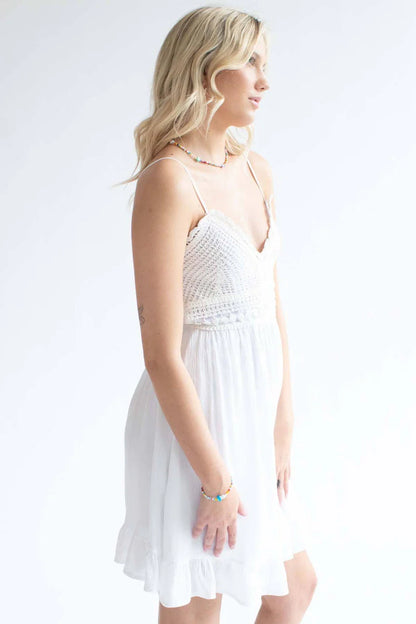 White Crochet Top Dress