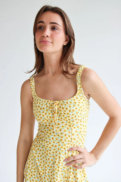 Yellow Sunflower Mini Dress
