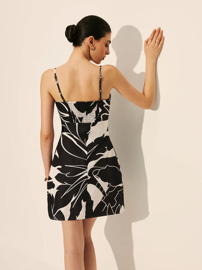 Abstract Floral Print Cami Dress