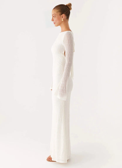 Elegeleges Exclusive - Ethereal Long Sleeve Maxi Dress - Ivory