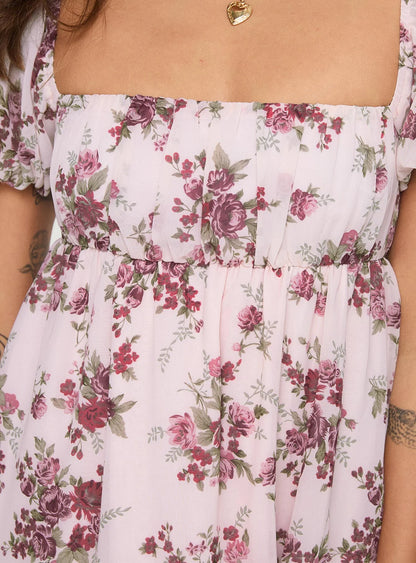 Let's Dance Mini Dress Cream Floral