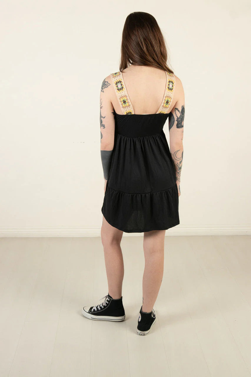 Black Crochet Strap Dress