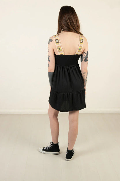 Black Crochet Strap Dress