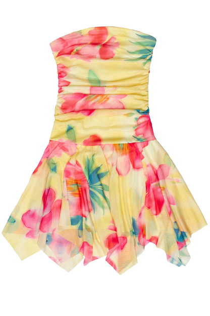 Tube Top Hanky Hem Mini Dress